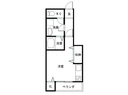 ラヴィ・アン・ドゥ(1K/1階)の間取り写真