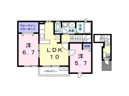 サニーセレノE(2LDK/2階)の間取り写真