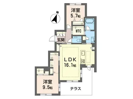 ドエルヤト・グランデ(2LDK/1階)の間取り写真