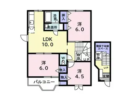 ハピネスA(3LDK/2階)の間取り写真
