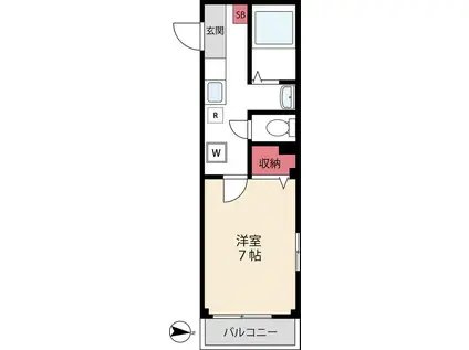 カーサ・ソレアード(1K/1階)の間取り写真