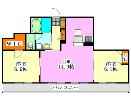 グランシャリオ(2LDK/1階)の間取り写真