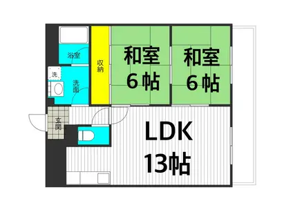 エステートサカイ(2LDK/3階)の間取り写真