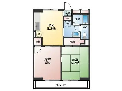 シルキーパレス1(2DK/3階)の間取り写真