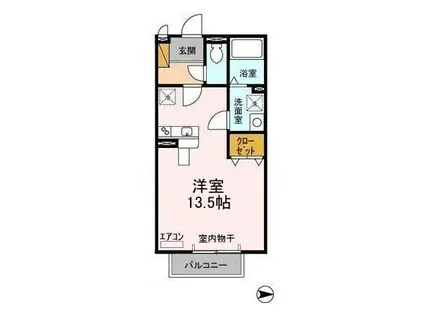 ヴィブレ・コンフォール(ワンルーム/2階)の間取り写真