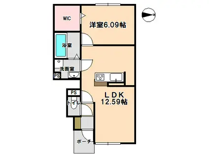 ウインドウ2(1LDK/1階)の間取り写真