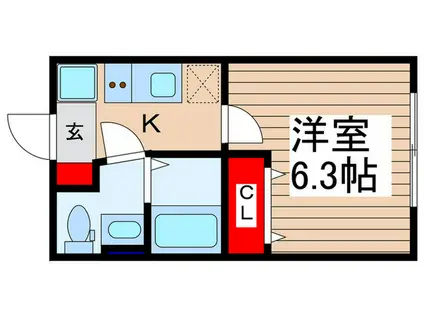 北野AP5(1K/1階)の間取り写真
