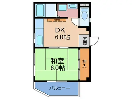 三光マンション(1DK/2階)の間取り写真