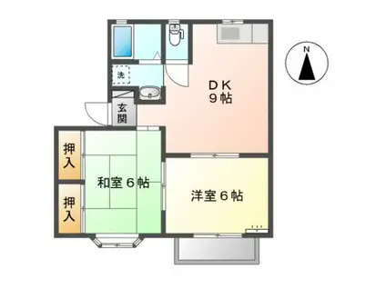 レジデンス明和A(2DK/2階)の間取り写真