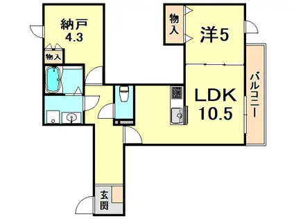 ベルメゾンMH(1SLDK/2階)の間取り写真