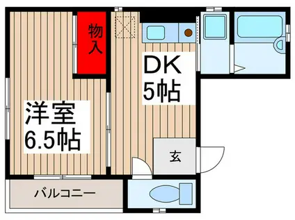 スノーパール(1DK/2階)の間取り写真