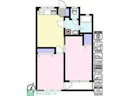 サンハイツ花菱(2DK/2階)の間取り写真