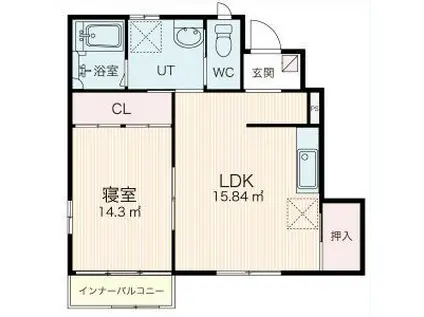 コロニーK(1LDK/1階)の間取り写真