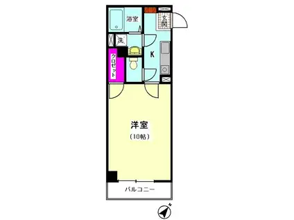 ハーヴェス仙台坂(1K/2階)の間取り写真