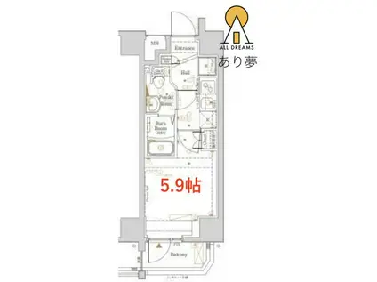 阪東橋KNOTS(1K/9階)の間取り写真