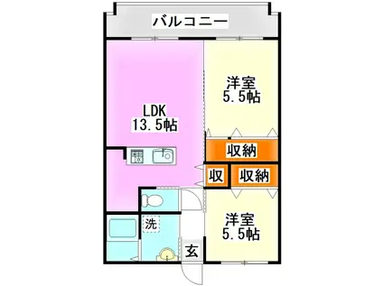 スペランツァI(2LDK/2階)の間取り写真