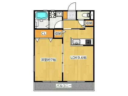 WISTARIA-N(1LDK/2階)の間取り写真