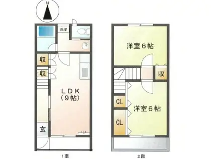クレセント(2LDK/1階)の間取り写真