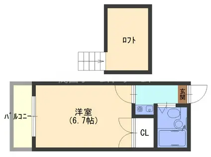 サニーハイム(1K/2階)の間取り写真