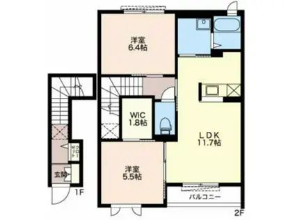 エスポワール(2LDK/2階)の間取り写真