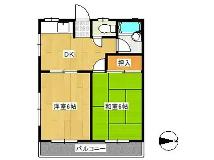イノコーポ3(2DK/2階)の間取り写真