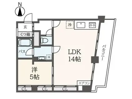宮野ビル(1LDK/4階)の間取り写真