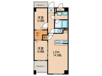 CASA DI STELLA(2LDK/3階)の間取り写真