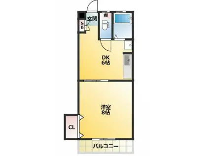 山友ビル(1DK/2階)の間取り写真