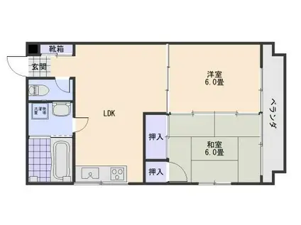 紫原ファイブビル(2DK/3階)の間取り写真
