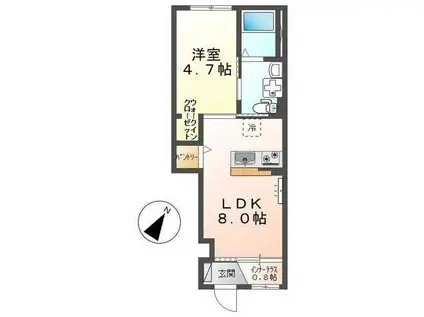 キャトルセゾン(1LDK/1階)の間取り写真