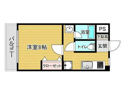 スリム太宰府(1K/3階)の間取り写真