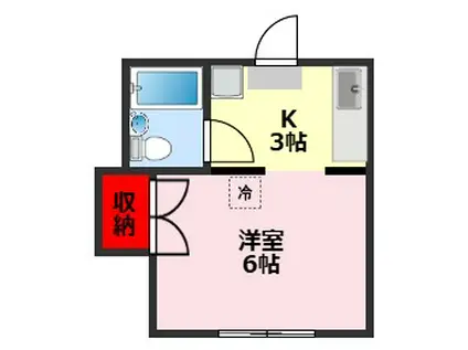 ハイツ初石(1K/1階)の間取り写真