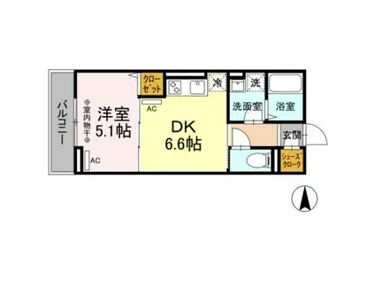 グラナーデ高野台(1DK/3階)の間取り写真