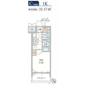 プランドール新北野(1K/3階)の間取り写真