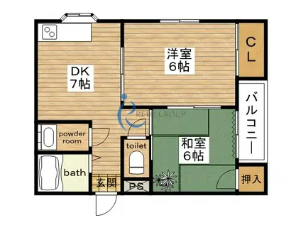 サン&ピース(2LDK/2階)の間取り写真