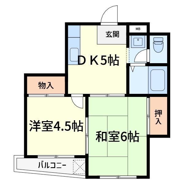恵光ビル(2DK/2階)の間取り写真