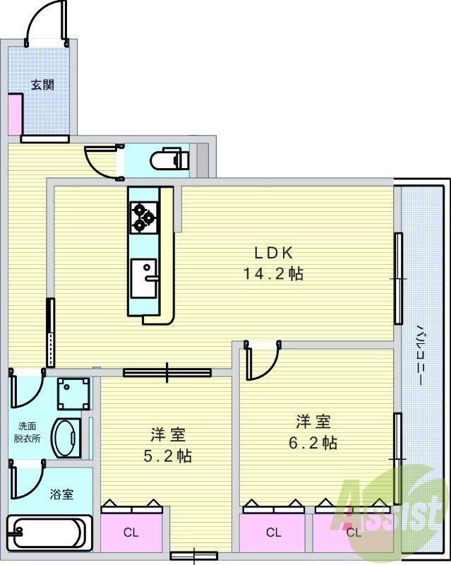 D-RESIDENCE荘園B(2LDK/1階)の間取り写真