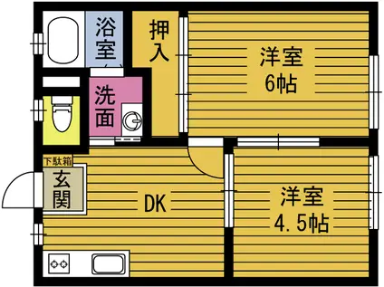 藤内ハイツ(2DK/1階)の間取り写真
