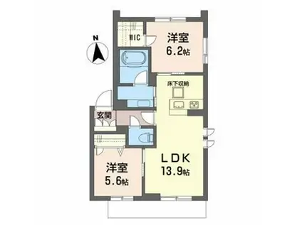 メゾンゆずりは(2LDK/1階)の間取り写真