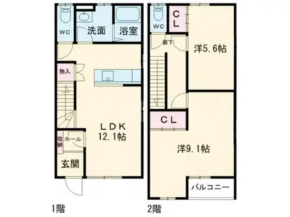 すまいる48番館(2LDK/1階)の間取り写真