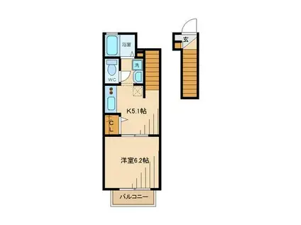 クレストⅡ(1DK/2階)の間取り写真