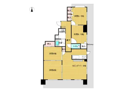 パークサイドしろさき(4LDK/4階)の間取り写真