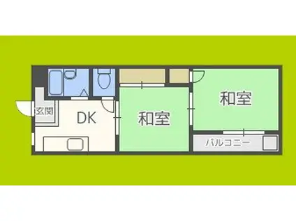 コーポ中宮(2K/3階)の間取り写真