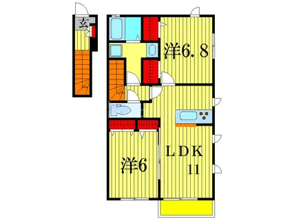 ハイツエイワIII B(2LDK/2階)の間取り写真