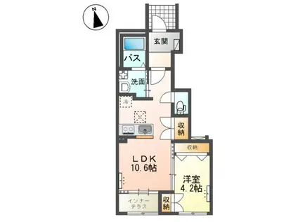 阿見町阿見アパート(1LDK/1階)の間取り写真