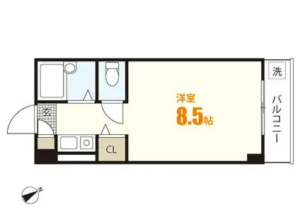 コンフォルトK(ワンルーム/2階)の間取り写真