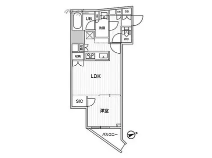 ディームス蔵前RESIDENCE(1LDK/9階)の間取り写真