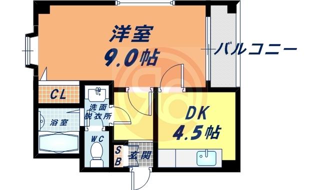 アパルト四天王寺II(1DK/6階)の間取り写真