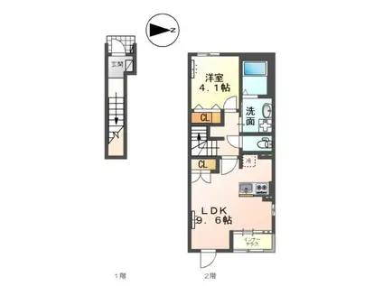 ヴェルジェX(1LDK/2階)の間取り写真