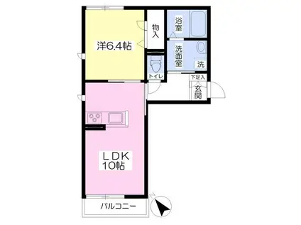 ホワイトサニーヒルズA(1LDK/2階)の間取り写真